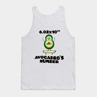 Funny Chemistry Joke Avogadros Number on Skateboard So Smart Avocado Puns Tank Top